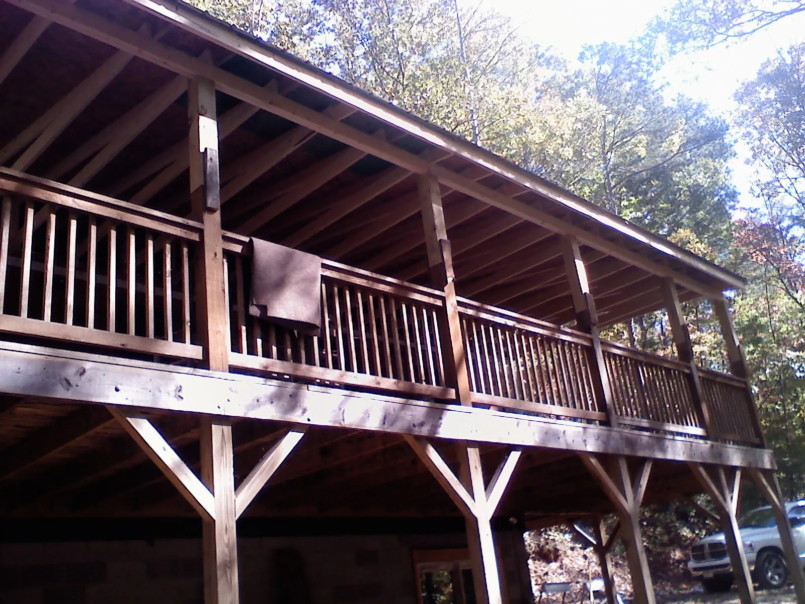 Timber framing under a new elevated porch and deck — Roof Leak Repair in Egg Harbor Township by Roofing Brothers